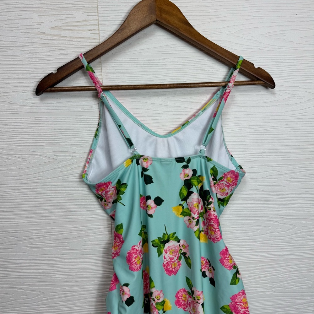 Betsey Johnson Vibrant Pink and Blue Floral Pom Pom Swimsuit XL - Picture 6 of 9
